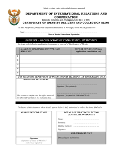Diplomatic Identity Card Collection and Delivery note
