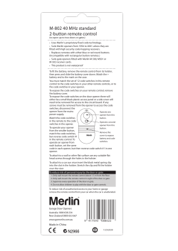 M-802 instrustions - Merlin Garage Door Openers