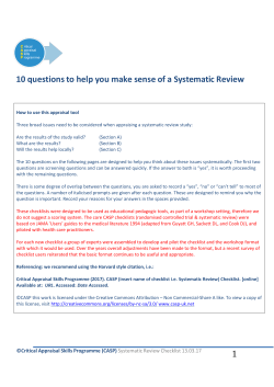 1 10 questions to help you make sense of a Systematic Review