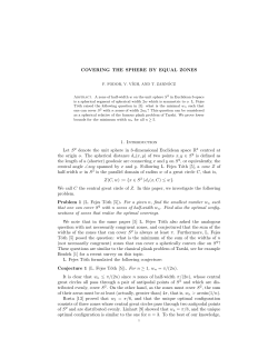 COVERING THE SPHERE BY EQUAL ZONES 1. Introduction Let S2