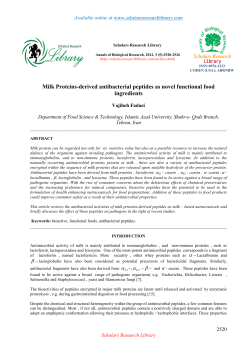 Milk Proteins-derived antibacterial peptides as novel functional food