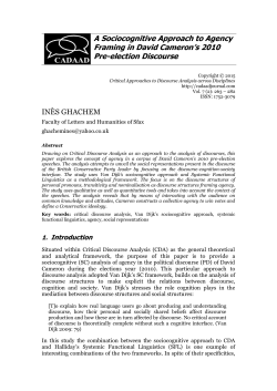 A Sociocognitive Approach to Agency Framing in David Cameron׳s