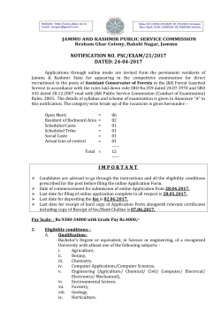 notification no. psc/exam/23/2017 dated: 24-04-2017