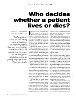 Who Decides Whether a Patient Lives or Dies?