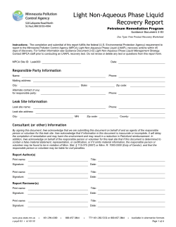 Light Non-Aqueous Phase Liquid Recovery Report