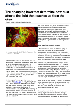 The changing laws that determine how dust affects the light that