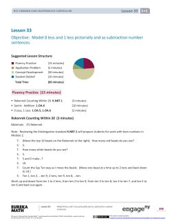 Grade 1 Mathematics Module 1, Topic I, Lesson 33