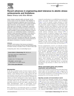 Recent advances in engineering plant tolerance to abiotic stress