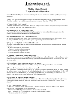 Mobile Check Deposit Frequently Asked Questions