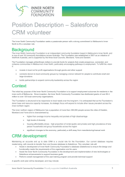 Position Description &ndash; Salesforce CRM volunteer