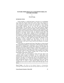 Future-Time-Span as a Cognitive Skill In the Study of the Future