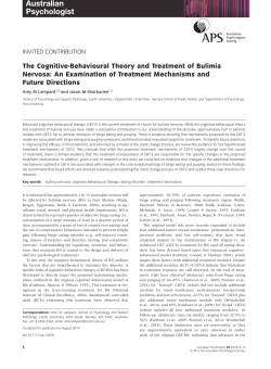 The CognitiveBehavioural Theory and Treatment of Bulimia Nervosa