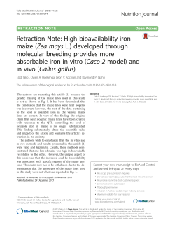 Retraction Note: High bioavailablilty iron maize (Zea mays L