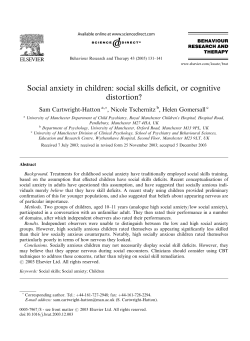 Social anxiety in children: social skills deficit, or cognitive distortion?