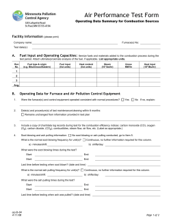 Air Performance Test Forms - Operating Data Summary for