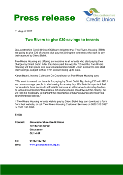 Two Rivers to give £30 savings to tenants