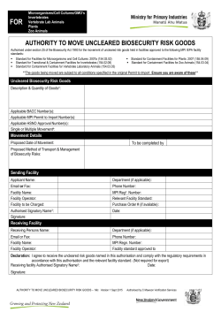 Authority to move uncleared biosecurity risk goods &ndash; including
