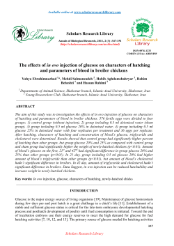 The effects of in ovo injection of glucose on characters of hatching