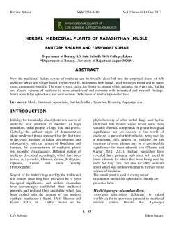 herbal medicinal plants of rajashthan :musli. abstract introduction