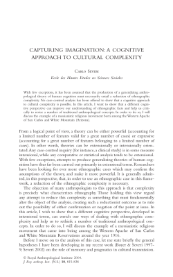 capturing imagination: a cognitive approach to cultural complexity