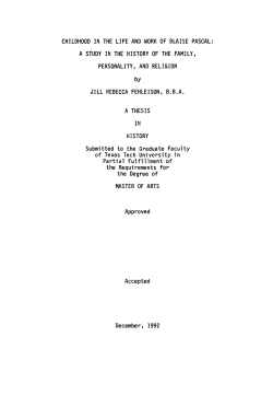 childhood in the life and work of blaise pascal