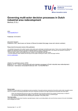 Governing multi-actor decision processes in Dutch industrial