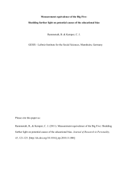 Measurement equivalence of the Big Five: Shedding further light on