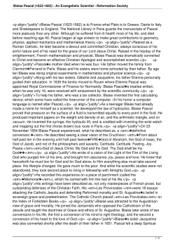Blaise Pascal - Reformation Society