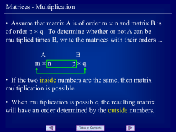 Matrices: Multiplication