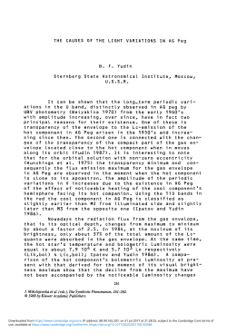 THE CAUSES OF THE LIGHT VARIATIONS IN AG Peg B. F. Yudin