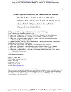 Neuropsychological characteristics of mild cognitive impairment