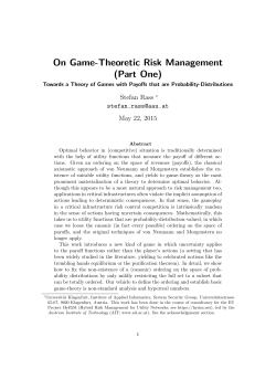 On Game-Theoretic Risk Management (Part One)