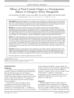 Efficacy of Nasal Cannula Oxygen as a