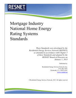 CHAPTER ONE RESNET Standards - Residential Energy Services
