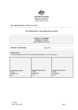 Net Personnel and Operating Costs