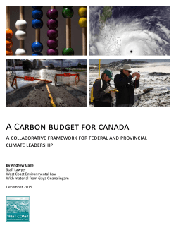 A Carbon budget for canada - West Coast Environmental Law
