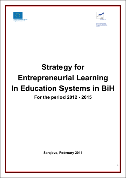 Strategy for Entrepreneurial Learning In Education Systems in BiH