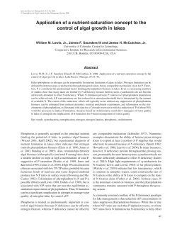 saturation concept to the control of algal growth in lakes