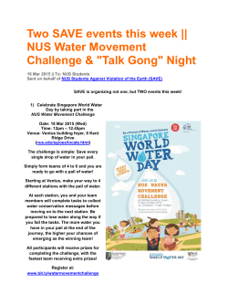 Two SAVE events this week || NUS Water Movement Challenge
