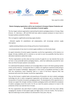 Paris, April 21 st 2015 PRESS RELEASE The four largest national