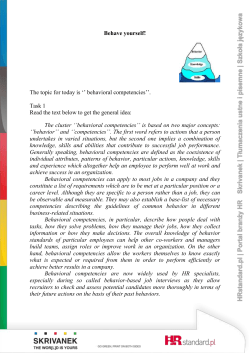 Behave yourself! The topic for today is `` behavioral competencies