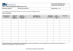 Plant and Equipment Maintenance Form