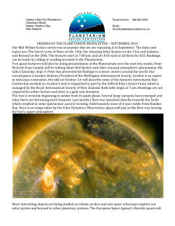 friends of the planetarium newsletter