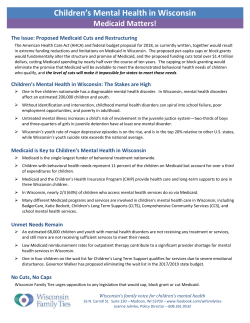 Children`s Mental Health in Wisconsin &ndash; Medicaid Matters