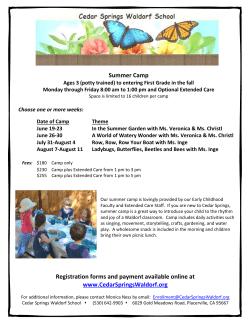 Camp Flier - Cedar Springs Waldorf School