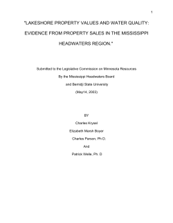 Lakeshore Property Values and Water Quality