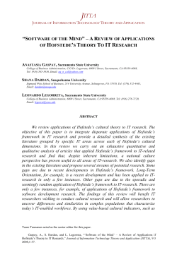 A Review of Applications of Hofstede`s Theory to IT Research