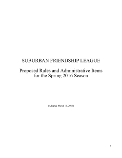 SUBURBAN FRIENDSHIP LEAGUE Proposed Rules and