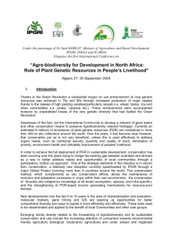 Agro-biodiversity for Development in North Africa: Role of Plant