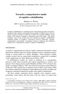 Towards a comprehensive model of cognitive rehabilitation